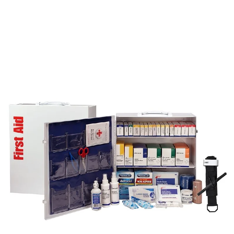 First Aid Only 91340 3 Shelf First Aid 2021 ANSI B+ Metal Cabinet, with Meds