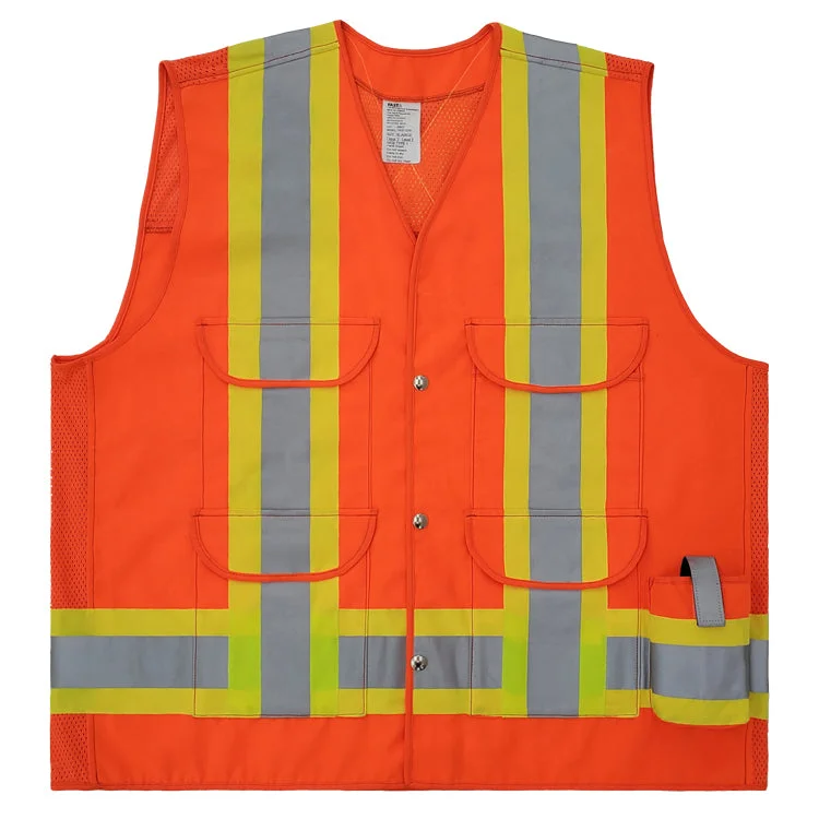 Surveyor Style Traffic Vest w/mesh back yoke & side panels, CSA Z96-22 Class 2 Level 2 (VEST1270)