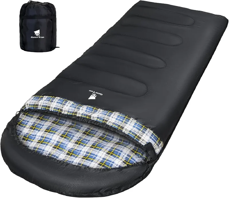 GeerTop Flannel 3 -4 Season Sleeping Bag For Adults Big and Tall