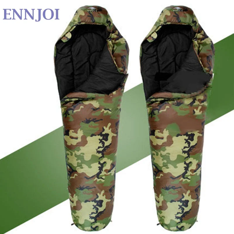 Cotton Camping Sleeping Bag Envelope Style Army or Camouflage